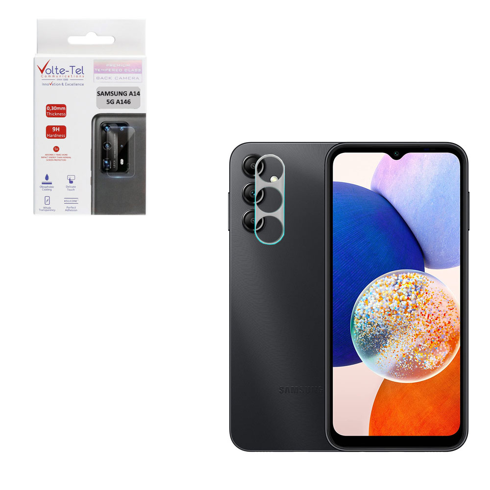 VOLTE-TEL TEMPERED GLASS SAMSUNG A14 4G A145/A145G A146 6.6" 9H 0.30mm FOR CAMERA