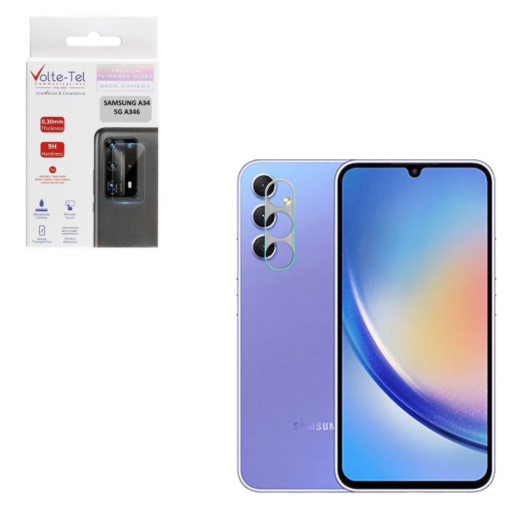 VOLTE-TEL TEMPERED GLASS SAMSUNG A34 5G A346 6.6" 9H 0.30mm FOR CAMERA