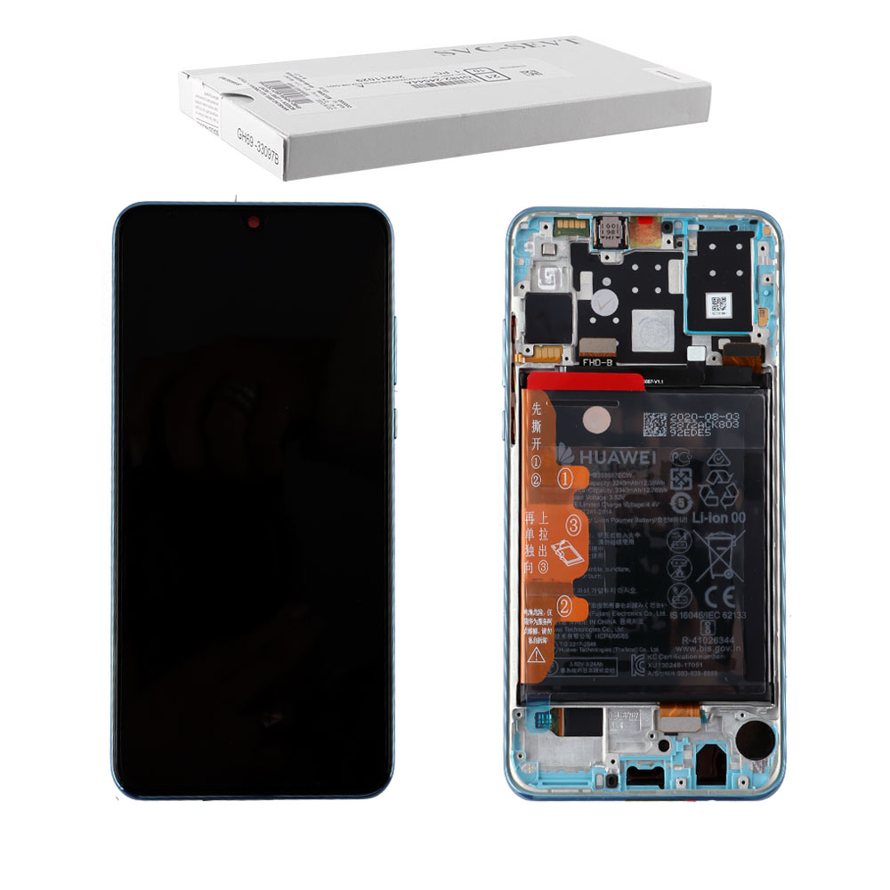 HUAWEI P30 LITE ΟΘΟΝΗ + TOUCH SCREEN + LENS + FRAME + BATTERY 02352VBG BREATHING CRYSTAL ORIGINAL SERVICE PACK