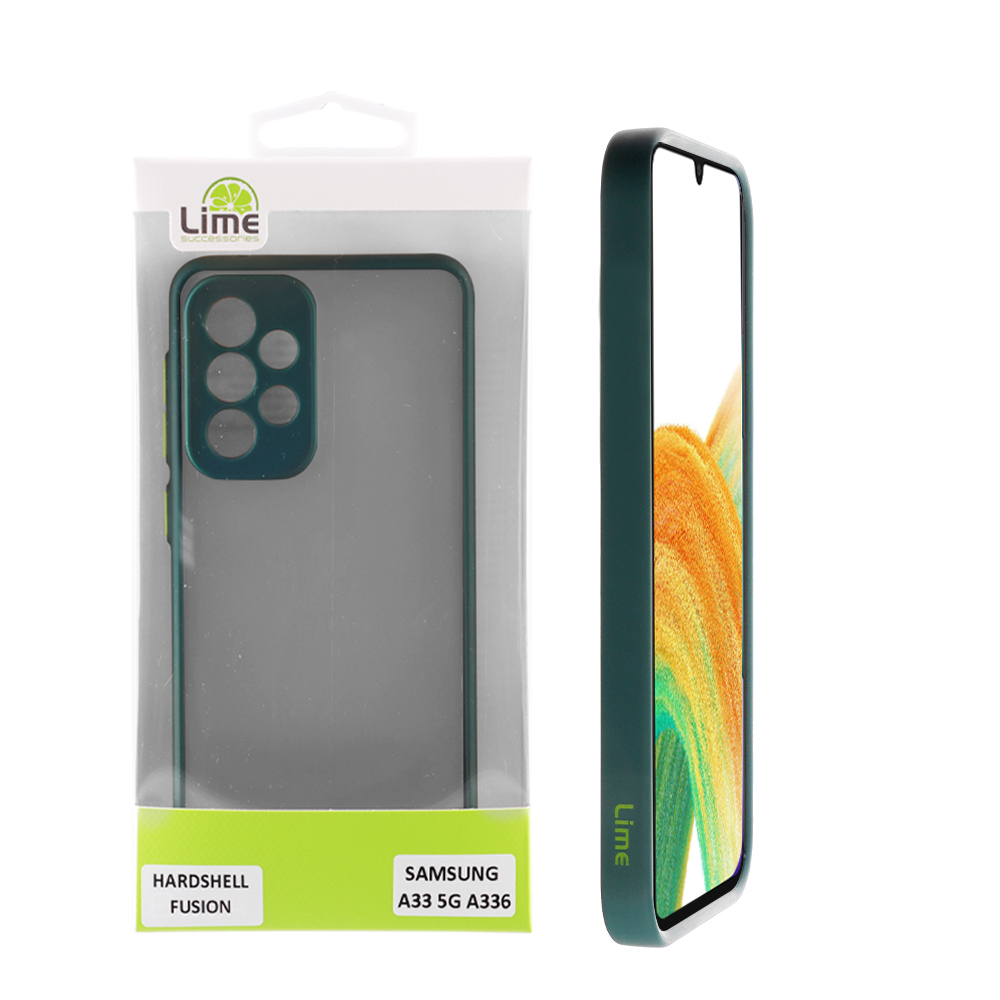 LIME ΘΗΚΗ SAMSUNG A33 5G A336 6.4" HARDSHELL FUSION FULL CAMERA PROTECTION GREEN WITH YELLOW KEYS