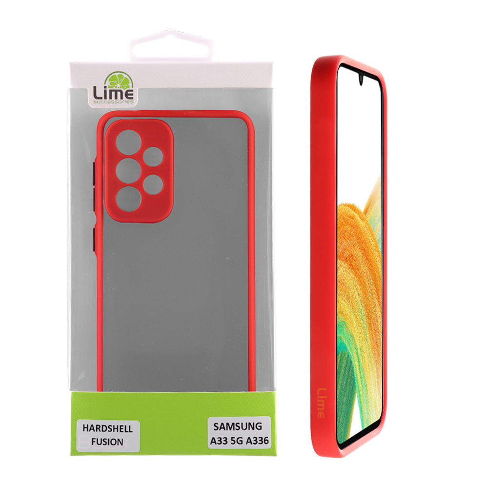 LIME ΘΗΚΗ SAMSUNG A33 5G A336 6.4" HARDSHELL FUSION FULL CAMERA PROTECTION RED WITH BLACK KEYS