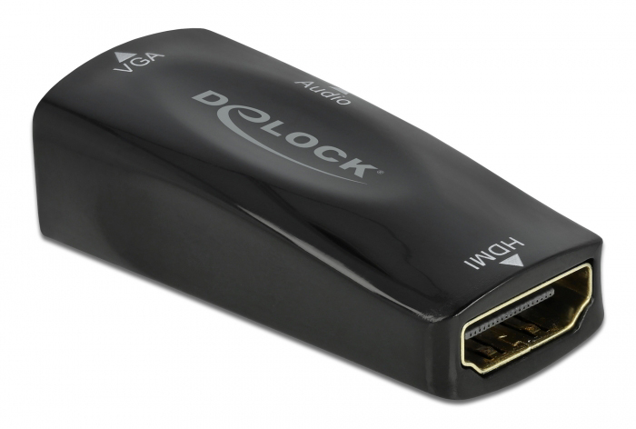 DELOCK αντάπτορας HDMI σε VGA 66560, με audio, 1080p/60Hz, μαύρος