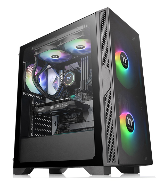 THERMALTAKE PC case mid tower Versa T25 TG, 416x210x480mm, 1x fan, μαύρο