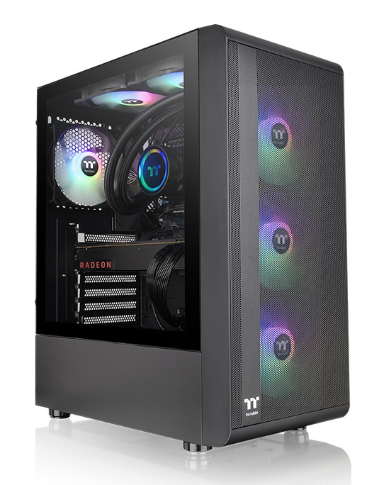 THERMALTAKE PC case mid tower S200 TG ARGB, 460x210x395mm, 3x fan, μαύρο