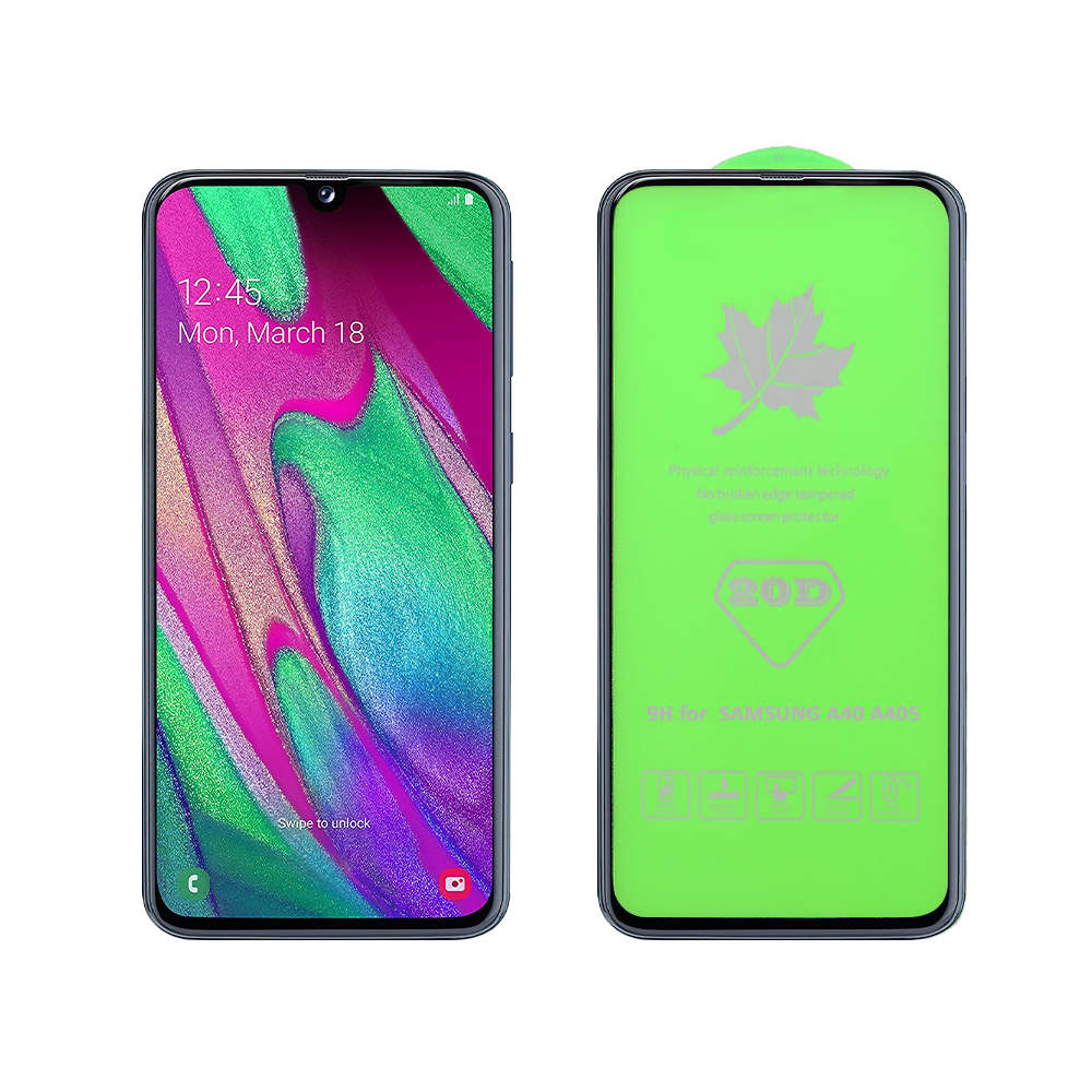 IDOL 1991 TEMPERED GLASS SAMSUNG A40 A405 5.9" 9H 0.25mm 20D FULL GLUE SEMI CURVED BLACK