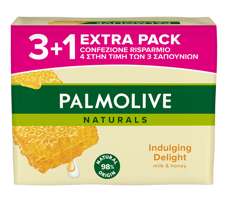 PALMOLIVE σαπούνι Indulging Delight, με γάλα & μέλι, 4x 90g