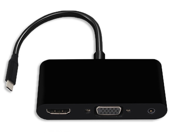 POWERTECH αντάπτορας USB-C σε HDMI & VGA CAB-UC064, 4K/30Hz, μαύρος