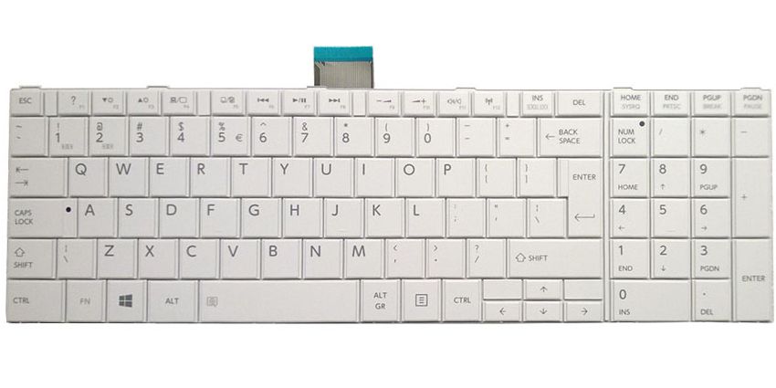 Πληκτρολόγιο για Toshiba Satellite C850, US, λευκό