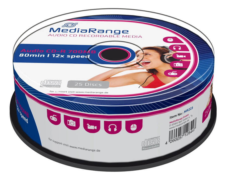 MEDIARANGE AUDIO CD-R 12x 700MB/80min, cake box, 25τμχ