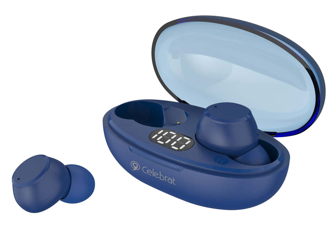 CELEBRAT earphones με θήκη φόρτισης TWS-W32, True Wireless, μπλε