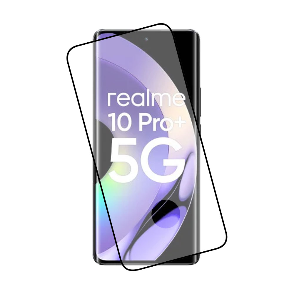 IDOL 1991 TEMPERED GLASS REALME 10 PRO+ 5G 6.7" 9H 0.25mm 3D EDGE GLUE SEMI CURVED FINGER UNLOCK BLACK