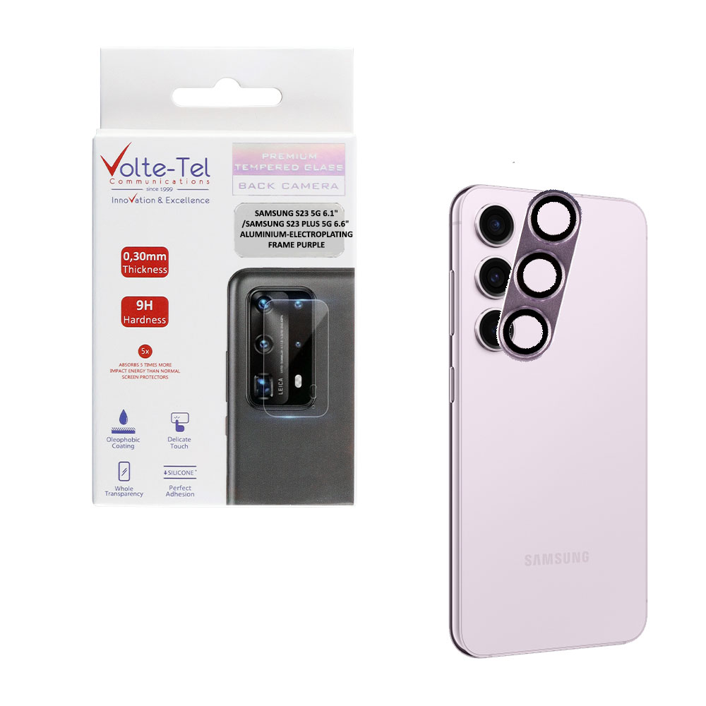 VOLTE-TEL CAMERA GLASS COVER SAMSUNG S23 5G 6.1"/SAMSUNG S23 PLUS 5G 6.6" 9H 0.30MM 3D ALUMINIUM-ELECTROPLATING FRAME PURPLE