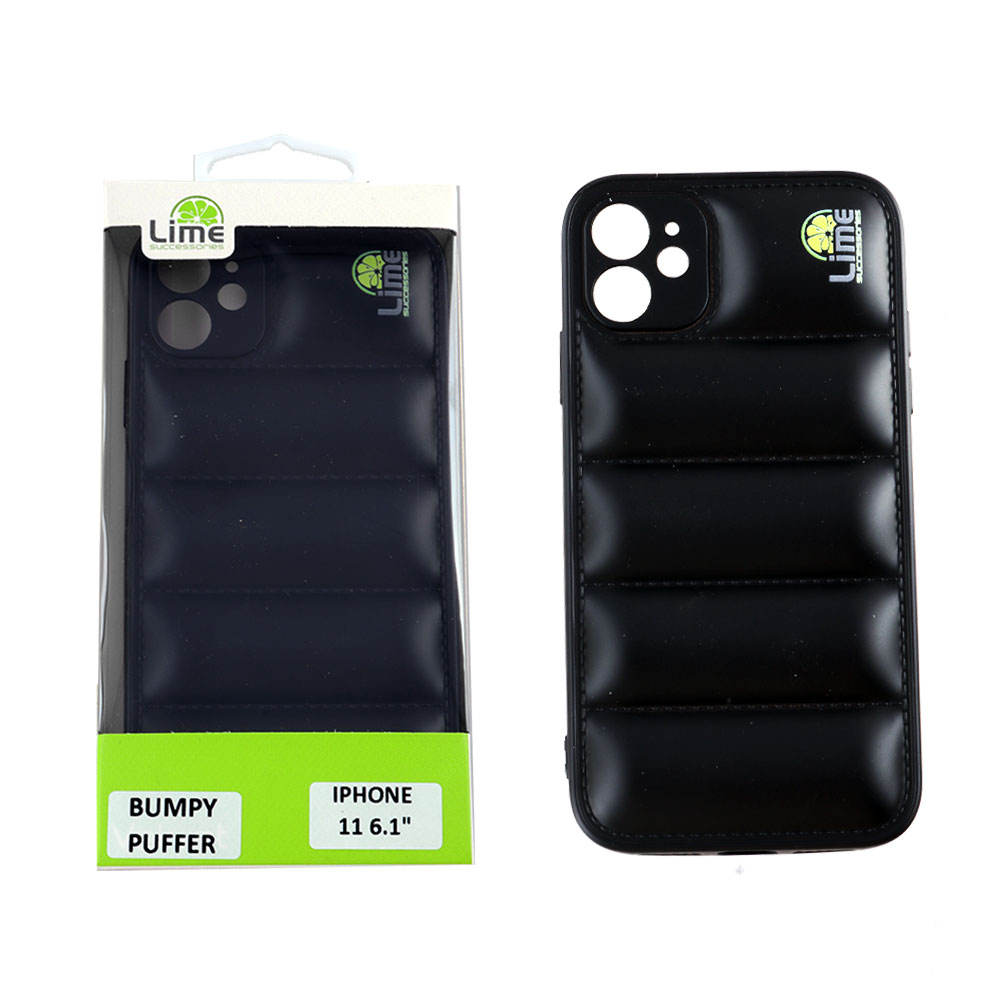 LIME ΘΗΚΗ IPHONE 11 6.1" BUMPY PUFFER TPU FULL CAMERA PROTECTION BLACK