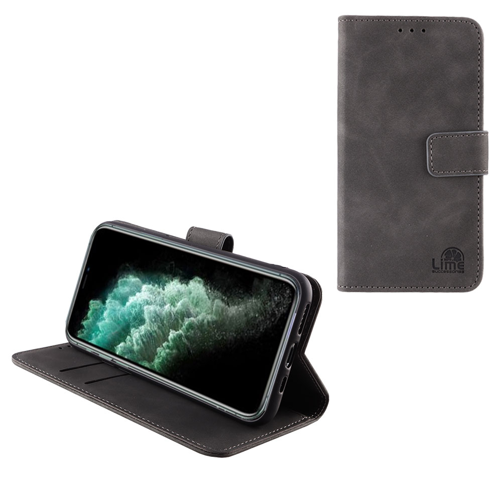 LIME ΘΗΚΗ IPHONE 11 PRO 5.8" ESSENTIAL MAGNET BOOK STAND CLIP GREY