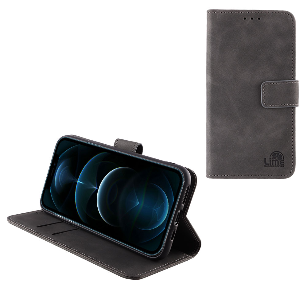 LIME ΘΗΚΗ IPHONE 12 PRO / IPHONE 12 6.1" ESSENTIAL MAGNET BOOK STAND CLIP GREY