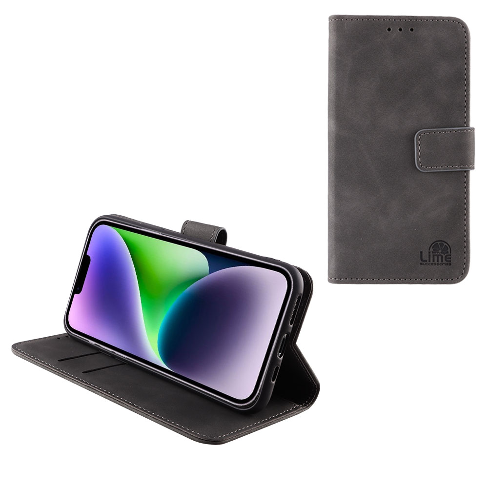 LIME ΘΗΚΗ IPHONE 14 PLUS 6.7" ESSENTIAL MAGNET BOOK STAND CLIP GREY