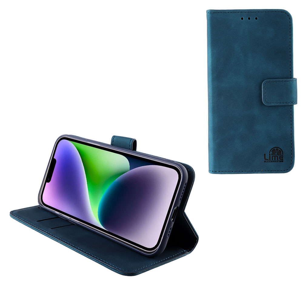 LIME ΘΗΚΗ IPHONE 14 PLUS 6.7" ESSENTIAL MAGNET BOOK STAND CLIP DARK BLUE