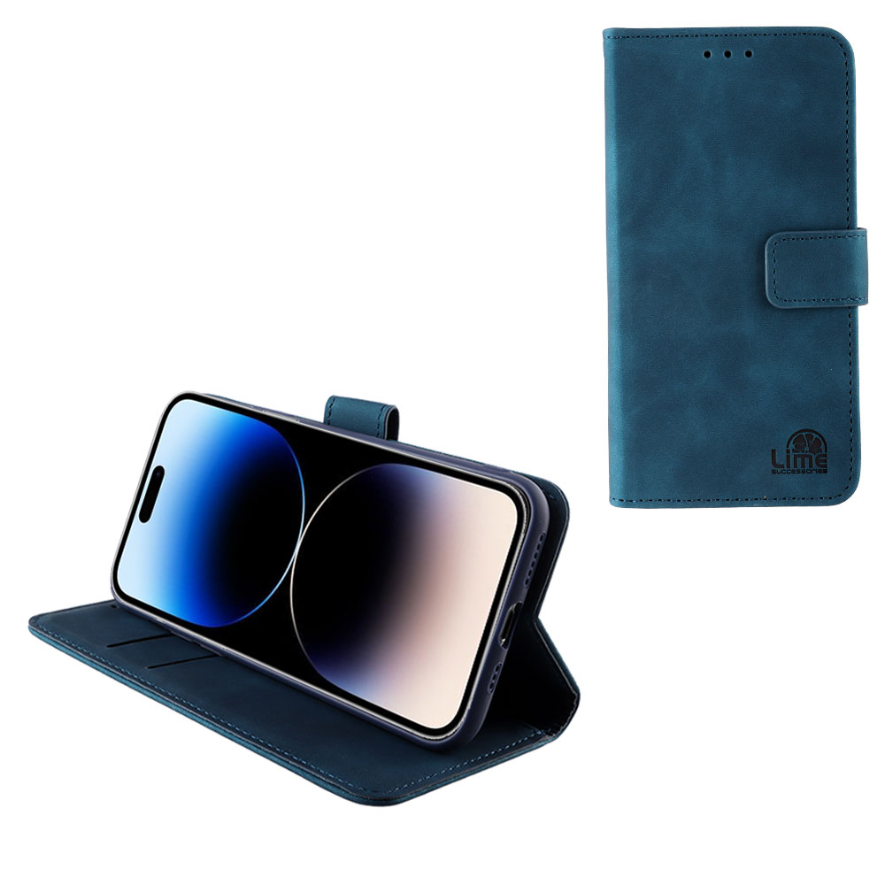 LIME ΘΗΚΗ IPHONE 14 PRO MAX 6.7" ESSENTIAL MAGNET BOOK STAND CLIP DARK BLUE