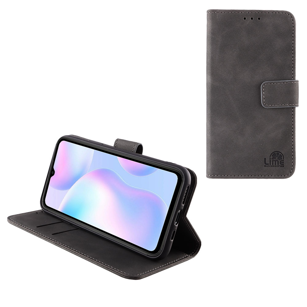 LIME ΘΗΚΗ XIAOMI REDMI 9A/REDMI 9AT 6.53" ESSENTIAL MAGNET BOOK STAND CLIP GREY