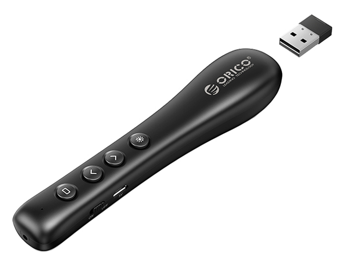 ORICO presenter OPPT-02 με laser & πλήκτρα, επαναφορτιζόμενο, 50m, μαύρο