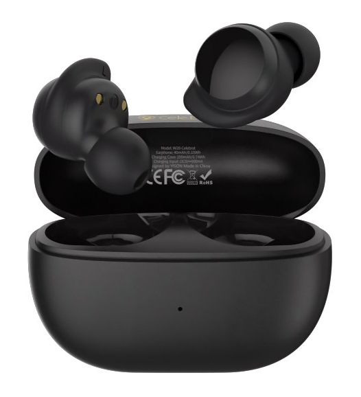 CELEBRAT earphones με θήκη φόρτισης TWS-W28, True Wireless, Φ6mm, μαύρα