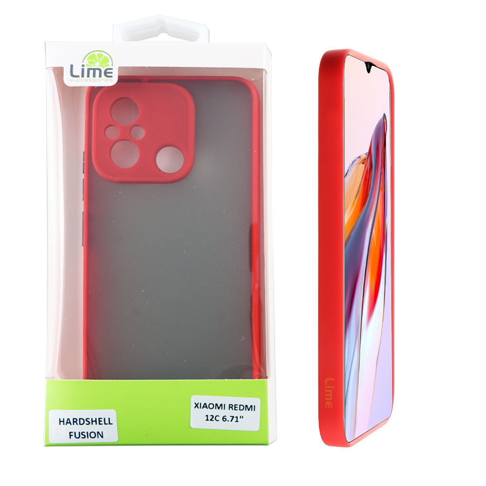 LIME ΘΗΚΗ XIAOMI REDMI 12C 6.71" HARDSHELL FUSION FULL CAMERA PROTECTION RED WITH BLACK KEYS