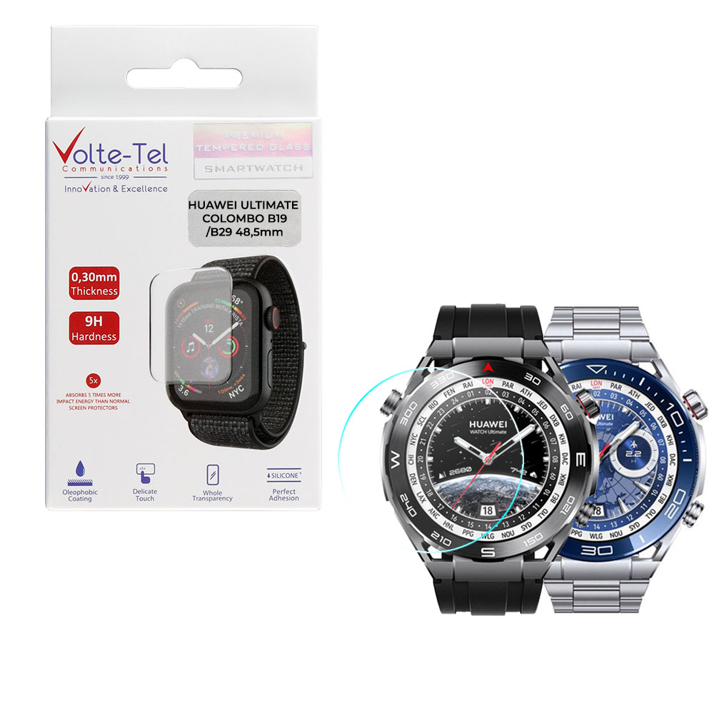 VOLTE-TEL TEMPERED GLASS HUAWEI WATCH ULTIMATE COLOMBO B19/B29 48.5mm 1.5" 9H 0.30mm 2.5D FULL GLUE FULL COVER