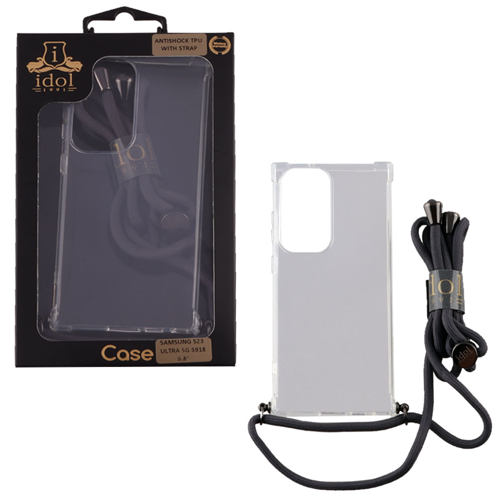 IDOL 1991 ΘΗΚΗ SAMSUNG S23 ULTRA 5G S918 6.8" ANTISHOCK AIR TPU WITH STRAP FULL CAMERA PROTECTION ΔΙΑΦΑΝΗ