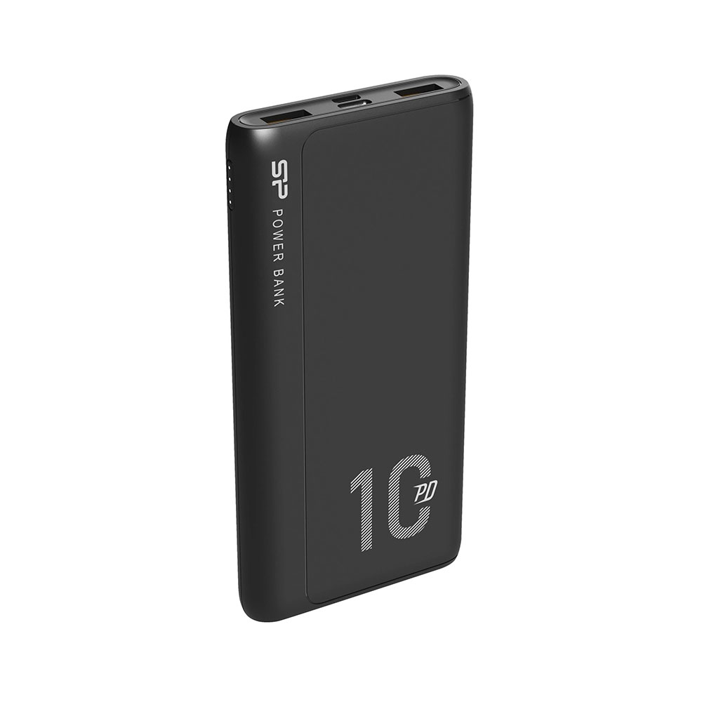 SILICON POWER POWER BANK QP15 10000mAh OUTPUT USB X 2 5V-3A/5V-3A max-INPUT MICRO USB & TYPE C 5V-3A BLACK OR