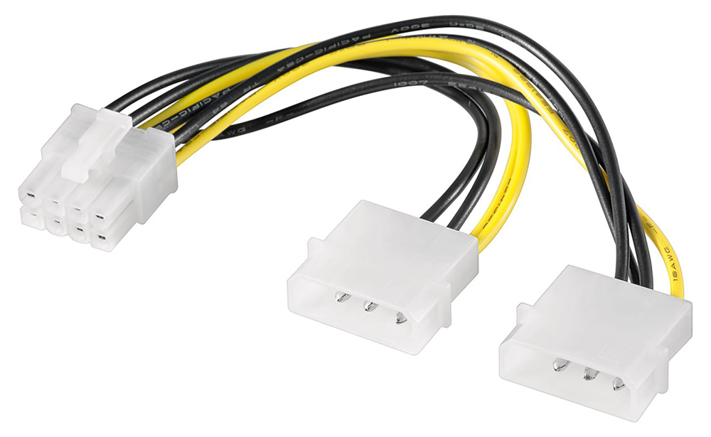 GOOBAY καλώδιο 2x molex 4pin σε 1x 8pin 93241, 0.15m