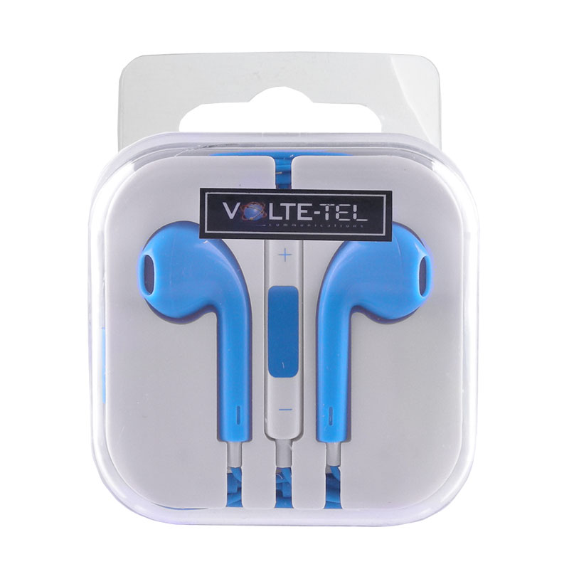 HANDS FREE IPHONE 4S/5/6 VT827 STEREO VOLUME CONTROL BLUE VOLTE-TEL