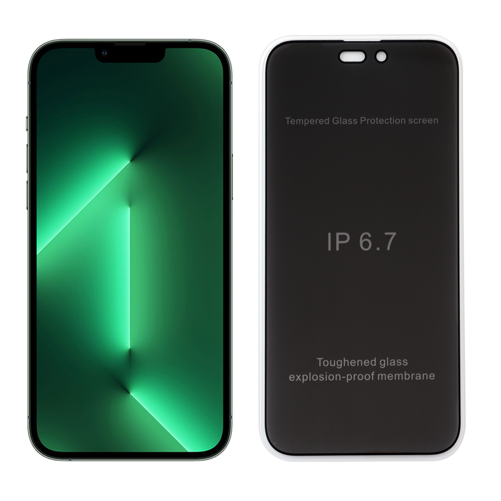 IDOL 1991 TEMPERED GLASS IPHONE 14 PRO MAX 6.7" 9H 0.25mm PREMIUM PRIVACY ANTISPY SEMI CURVED FULL GLUE BLACK