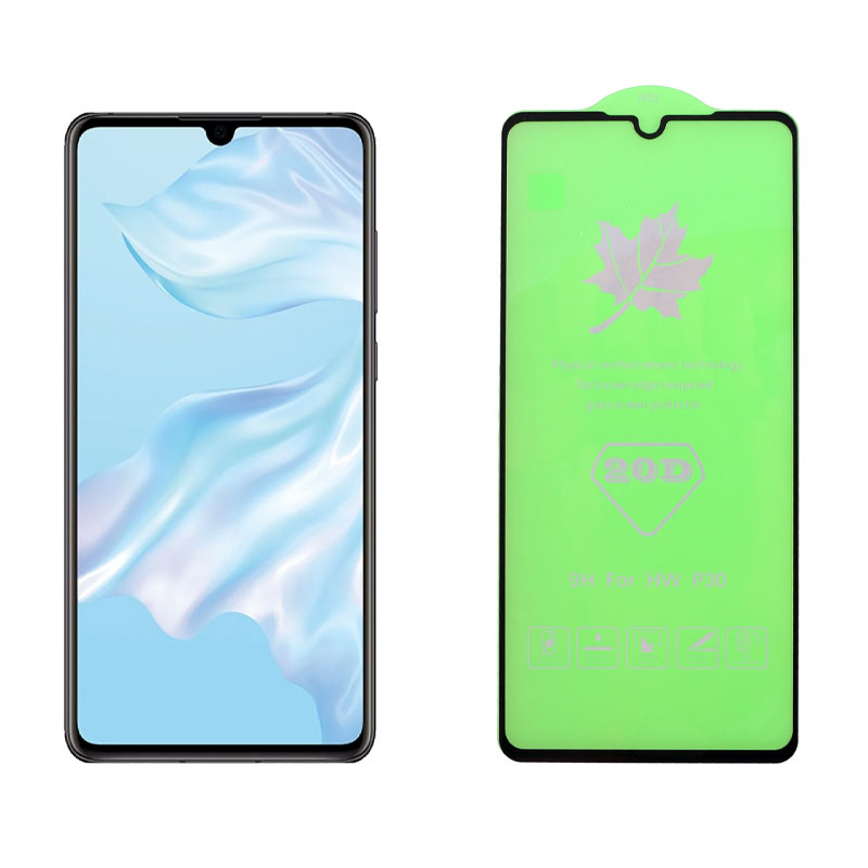 IDOL 1991 TEMPERED GLASS HUAWEI P30 6.1" 9H 0.25mm 20D FULL GLUE SEMI CURVED FINGER UNLOCK BLACK