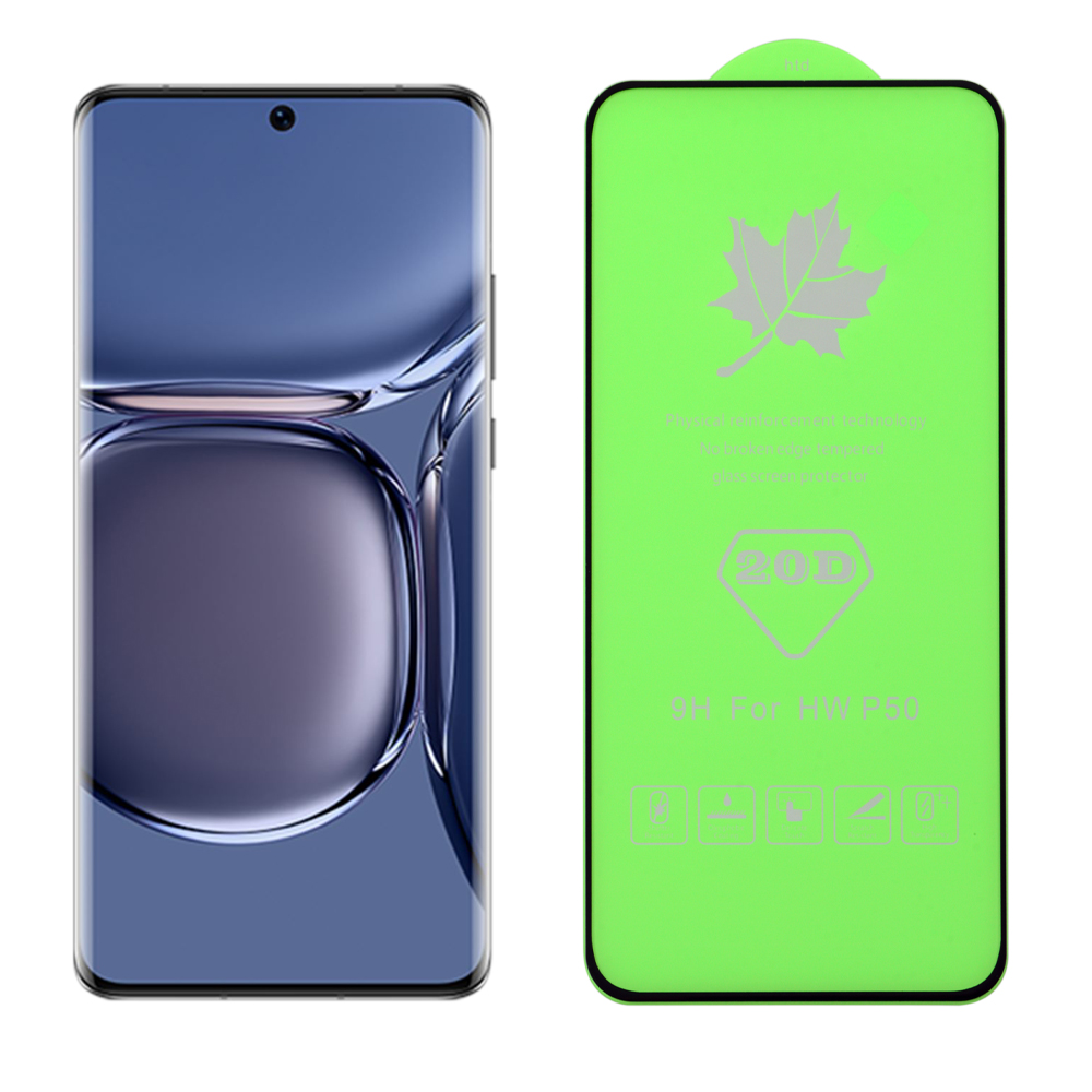 IDOL 1991 TEMPERED GLASS HUAWEI P50 6.5" 9H 0.25mm 20D FULL GLUE SEMI CURVED FINGER UNLOCK BLACK