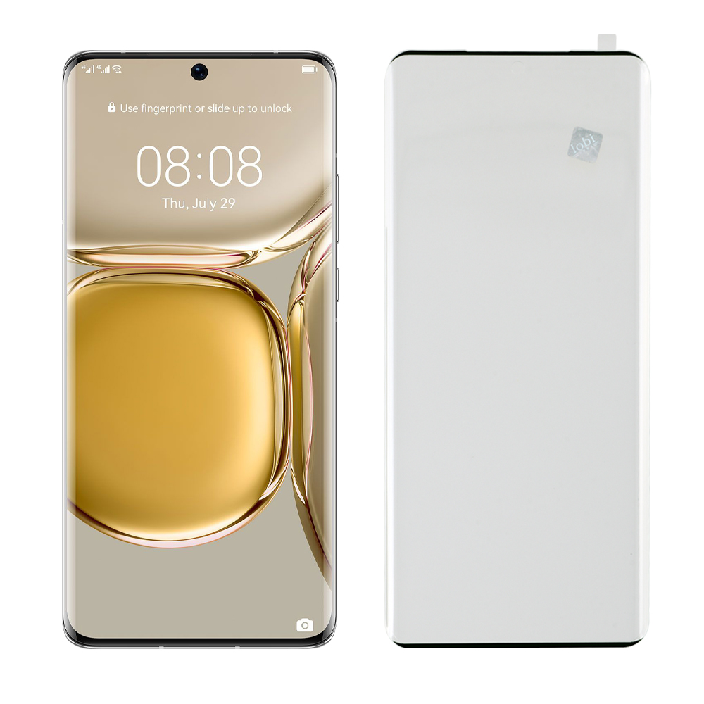 IDOL 1991 TEMPERED GLASS HUAWEI P50 PRO 6.6" 9H 0.30mm 3D FULL GLUE SEMI CURVED FINGER UNLOCK BLACK FULL COVER+ SQUEEZY CARD