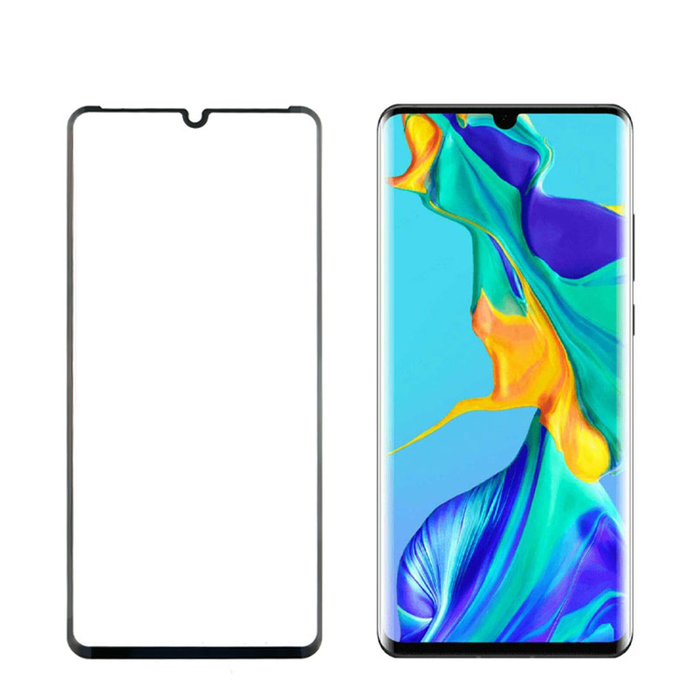IDOL 1991 TEMPERED GLASS HUAWEI P30 PRO 6.47" 9H 0.30mm 3D EDGE GLUE SEMI CURVED FINGER UNLOCK BLACK FULL COVER