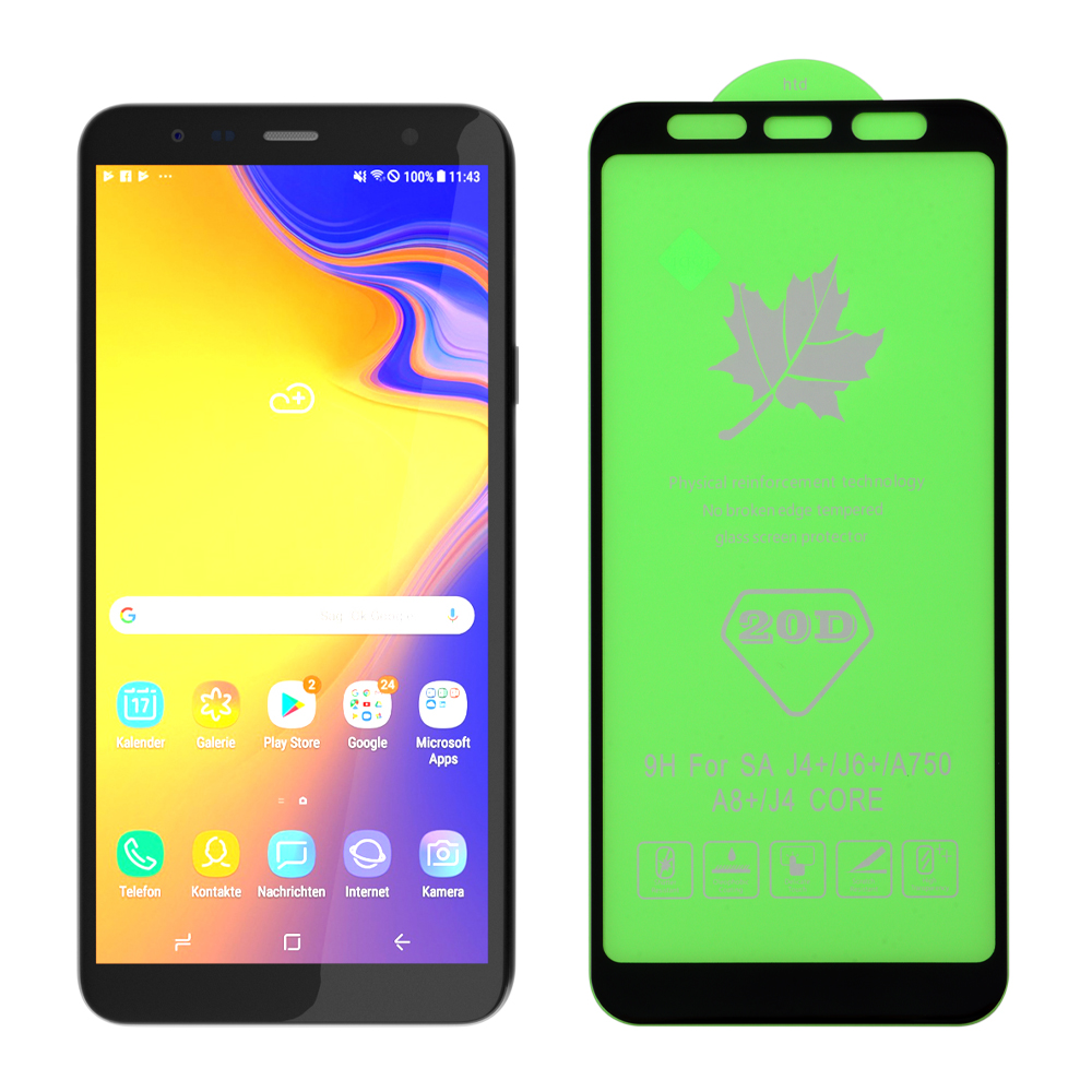 IDOL 1991 TEMPERED GLASS SAMSUNG J4 PLUS 2018 J415 6.0" 9H 0.25mm 20D FULL GLUE SEMI CURVED BLACK