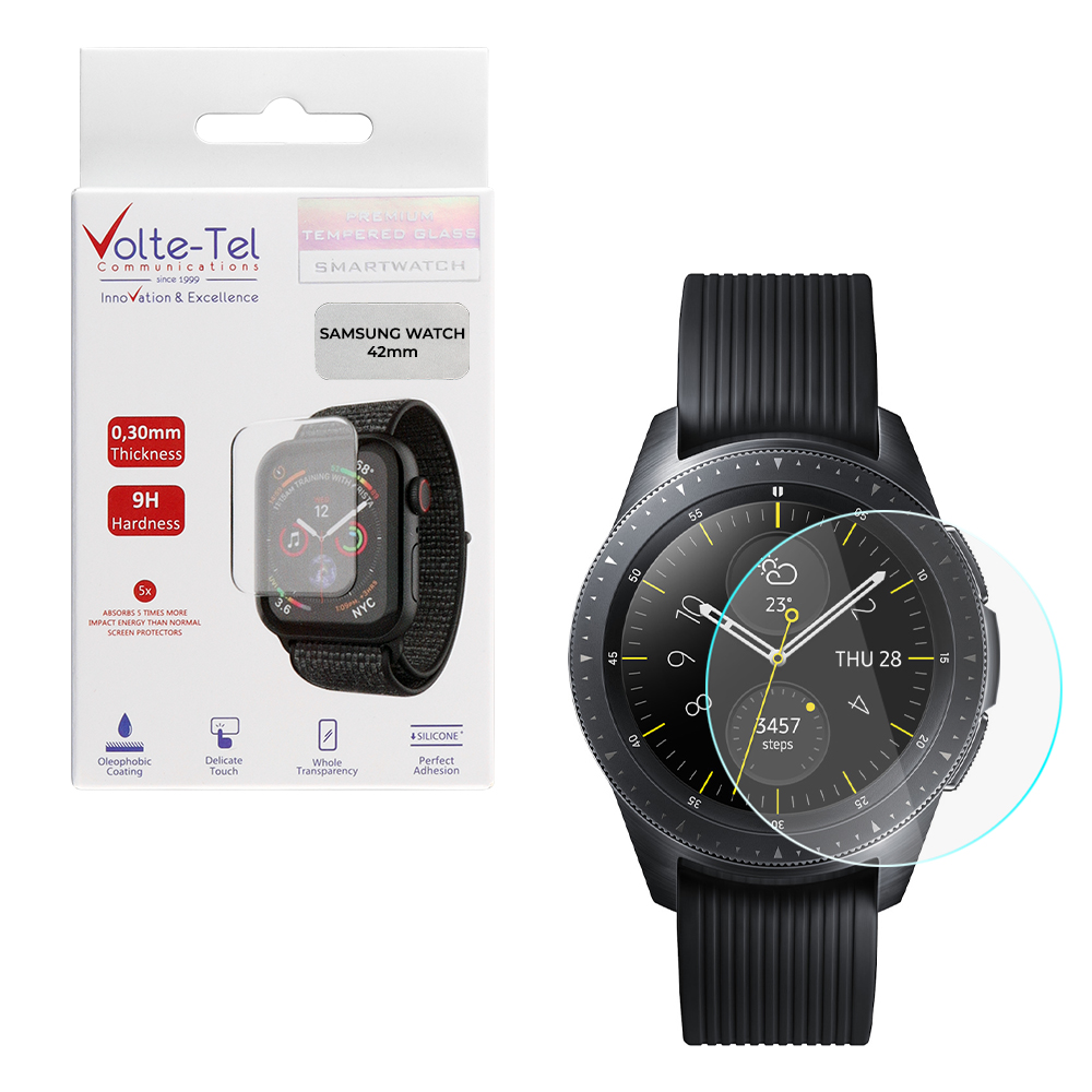 VOLTE-TEL TEMPERED GLASS SAMSUNG WATCH 42mm R810/R815 1.2" 9H 0.30mm 2.5D FULL GLUE FULL COVER