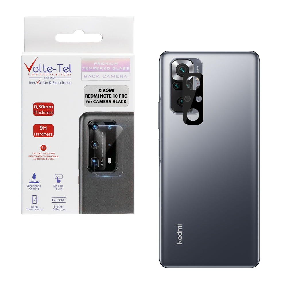 VOLTE-TEL TEMPERED GLASS XIAOMI REDMI NOTE 10 PRO 6.67" 9H 0.25mm 3D CURVED FOR CAMERA BLACK