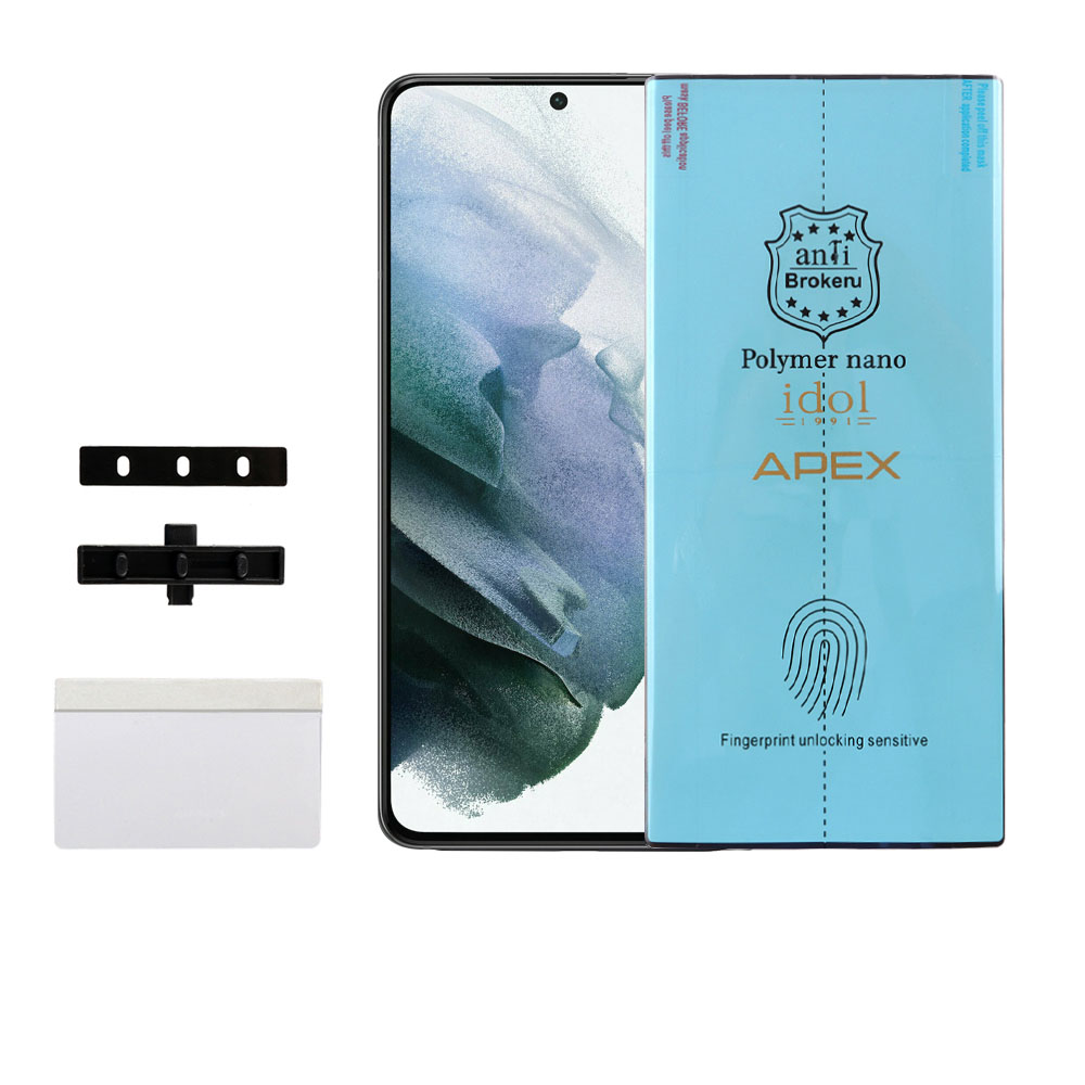 IDOL 1991 APEX POLYMER NANOTECH FILM SAMSUNG S21 5G G991 6.2" FINGER UNLOCK FULL COVER WITH INSTALLATION KIT