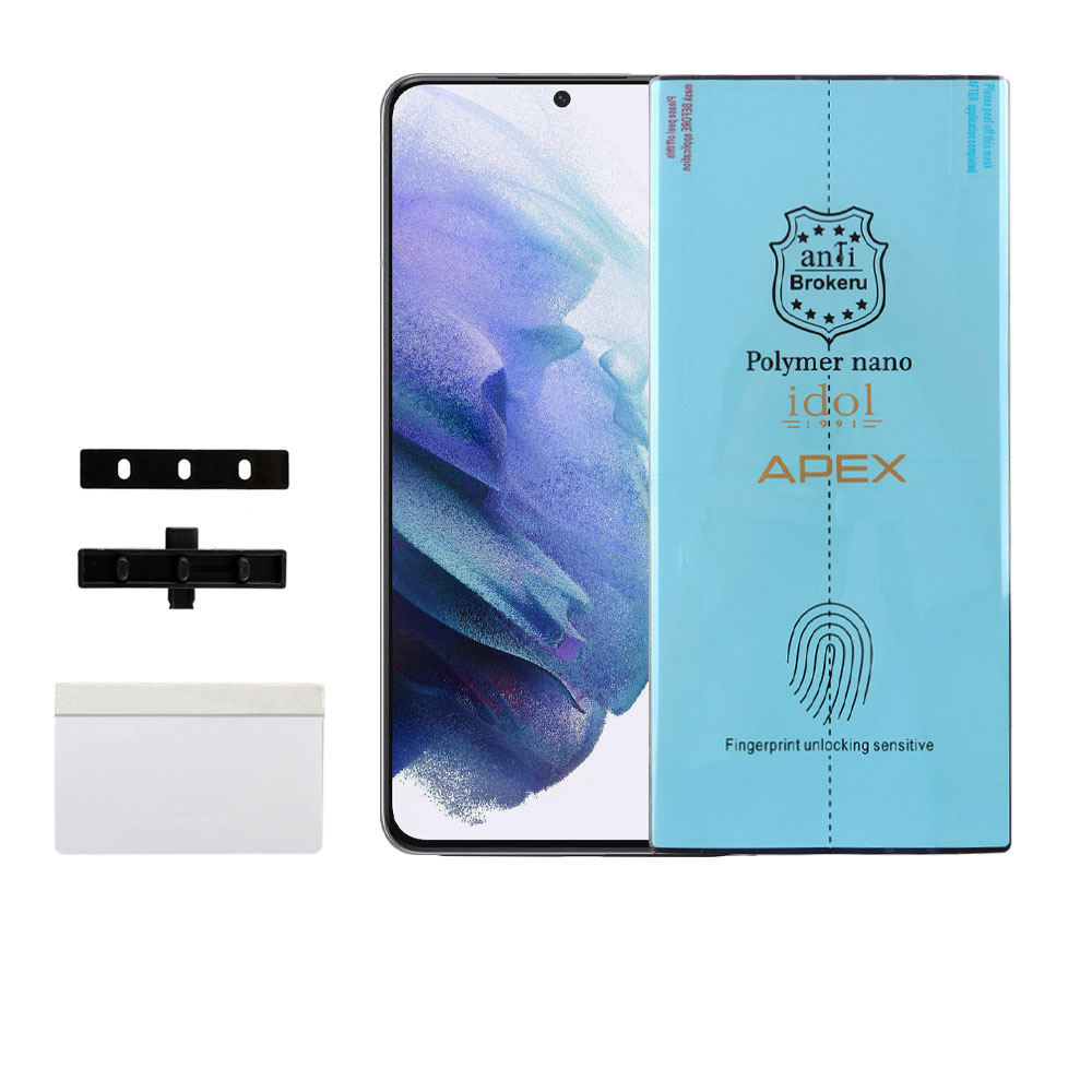 IDOL 1991 APEX POLYMER NANOTECH FILM SAMSUNG S21 PLUS 5G G996 6.7" FINGER UNLOCK FULL COVER WITH INSTALLATION KIT