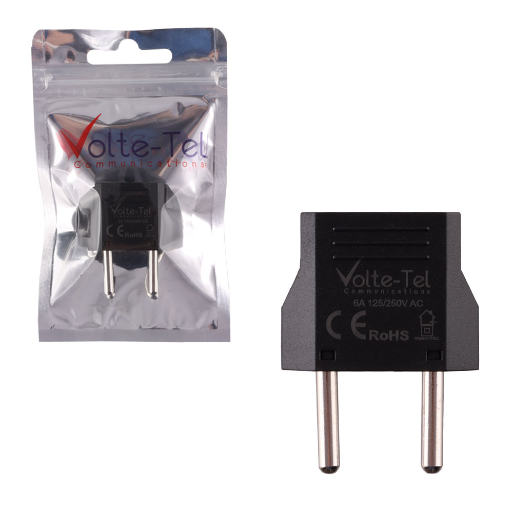 VOLTE-TEL ADAPTOR ΑΠΟ ΑΜΕΡΙΚΑΝΙΚΟ/ΙΤΑΛΙΚΟ ΣΕ ΦΙΣ ΔΙΠΟΛΙΚΟ ΕΥΡΩΠΗΣ 6A 125/250V AC ΜΑΥΡΟ