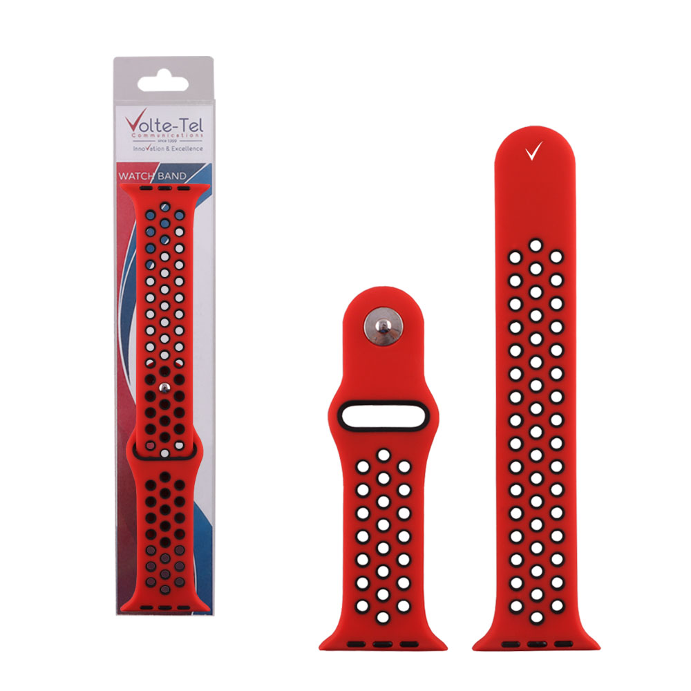 VOLTE-TEL ΛΟΥΡΑΚΙ ΡΟΛΟΓΙΟΥ ΣΙΛΙΚΟΝΗΣ APPLE WATCH 42/44/45/46/49mm SPORT RED-BLACK VT106