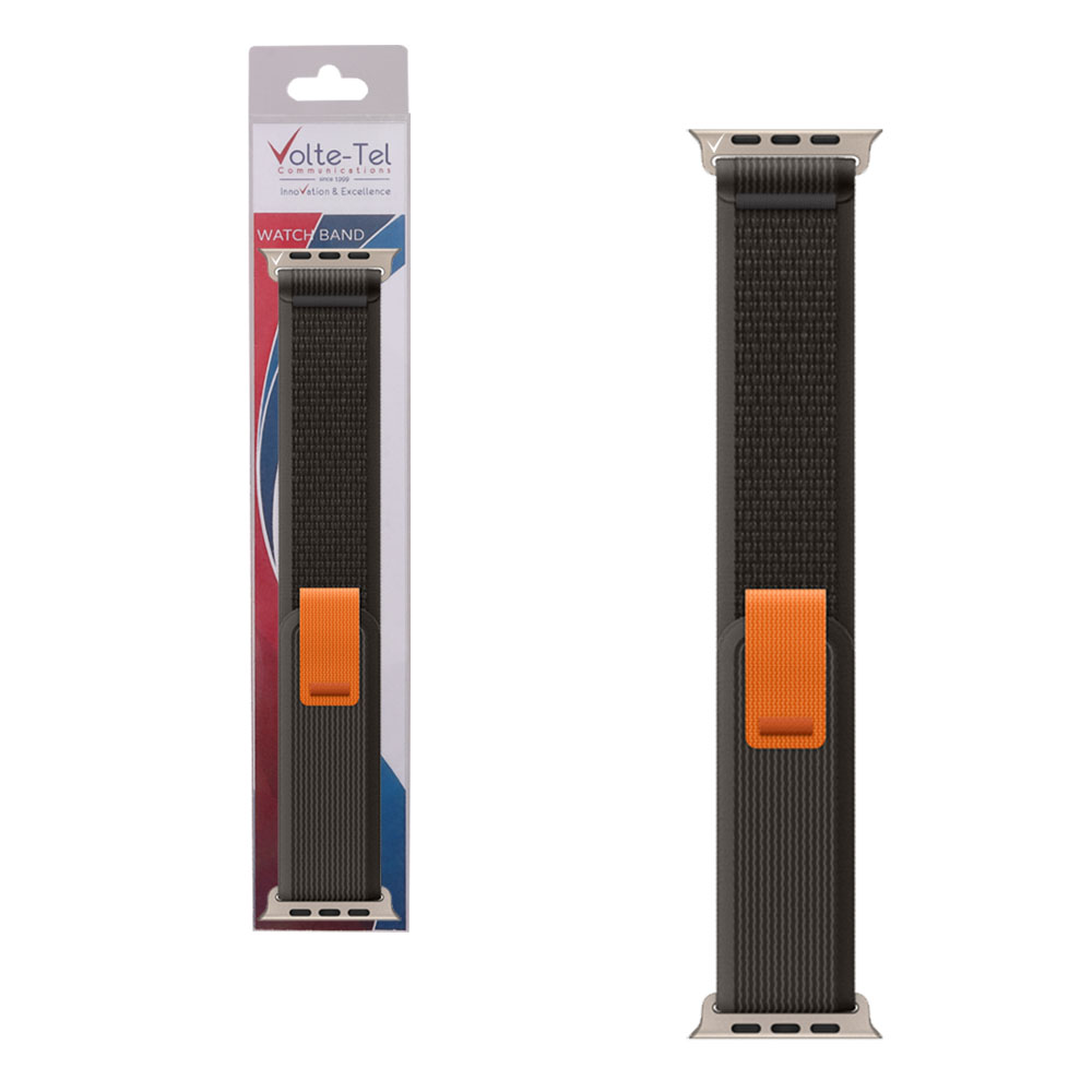 VOLTE-TEL ΛΟΥΡΑΚΙ ΡΟΛΟΓΙΟΥ APPLE WATCH 42/44/45/46/49mm TRAIL LOOP BLACK-ORANGE VT102