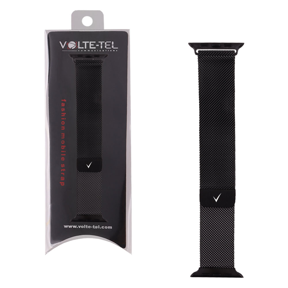 VOLTE-TEL VT109 ΛΟΥΡΑΚΙ ΡΟΛΟΓΙΟΥ ΑΝΟΞΕΙΔΩΤΟ ΑΤΣΑΛΙ ΣΥΜΒΑΤΟ ΜΕ APPLE WATCH 42/44/45/46/49mm MILANESE BLACK