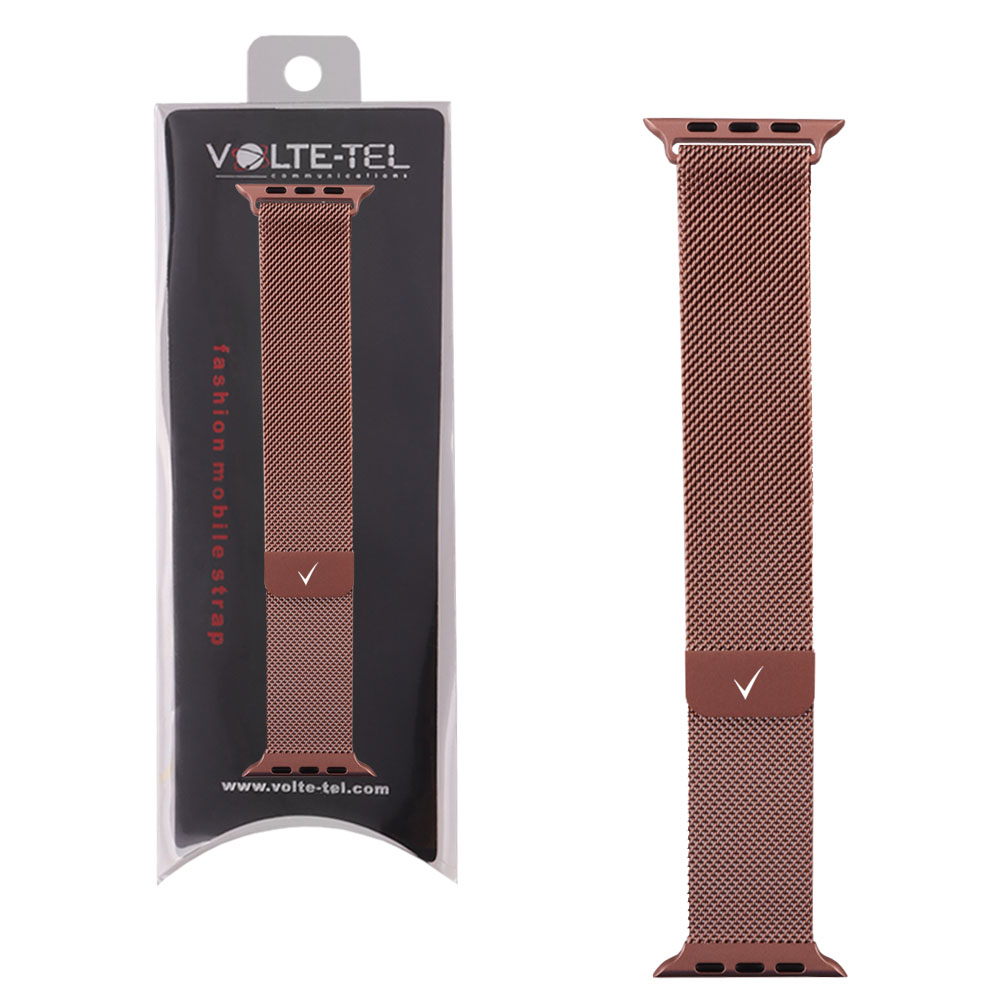 VOLTE-TEL VT109 ΛΟΥΡΑΚΙ ΡΟΛΟΓΙΟΥ ΑΝΟΞΕΙΔΩΤΟ ΑΤΣΑΛΙ ΣΥΜΒΑΤΟ ΜΕ APPLE WATCH 42/44/45/46/49mm MILANESE ROSE GOLD