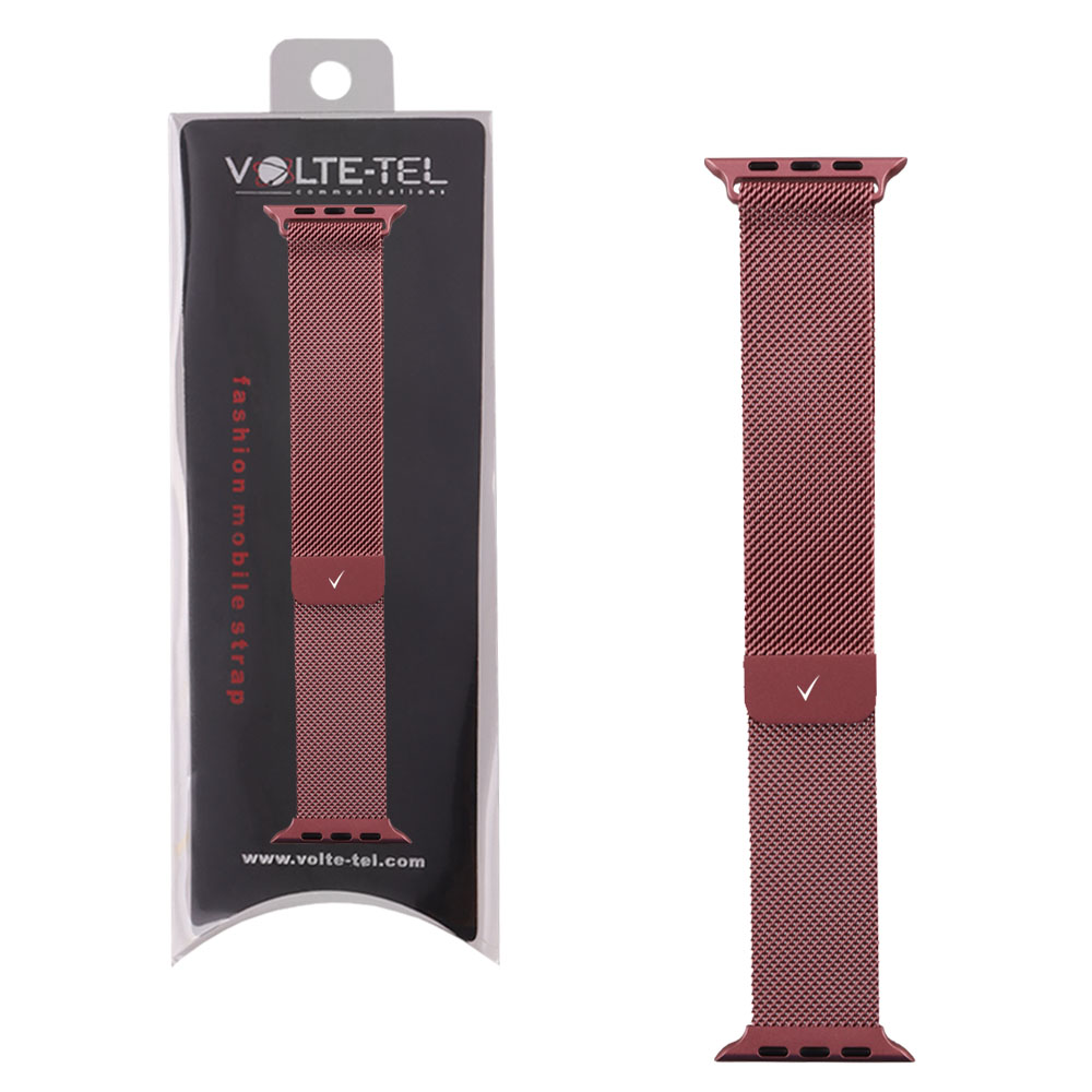 VOLTE-TEL VT109 ΛΟΥΡΑΚΙ ΡΟΛΟΓΙΟΥ ΑΝΟΞΕΙΔΩΤΟ ΑΤΣΑΛΙ ΣΥΜΒΑΤΟ ΜΕ APPLE WATCH 38/40/41/42mm MILANESE ROSE PINK