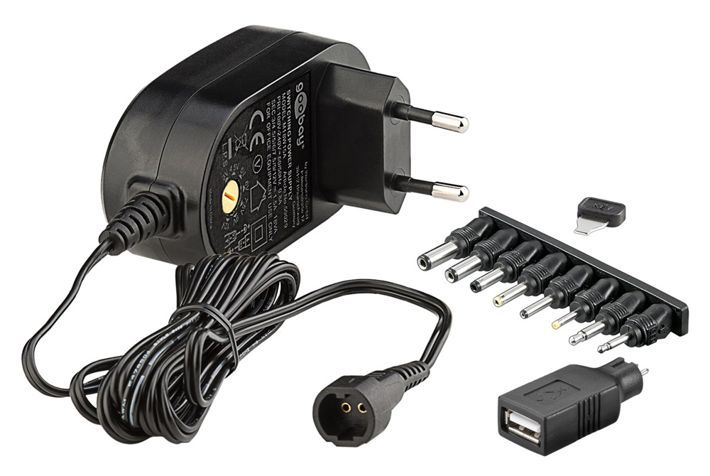 GOOBAY επιτοίχιος φορτιστής 59029, 3V-12V, 18W/1.5A, 9 tips