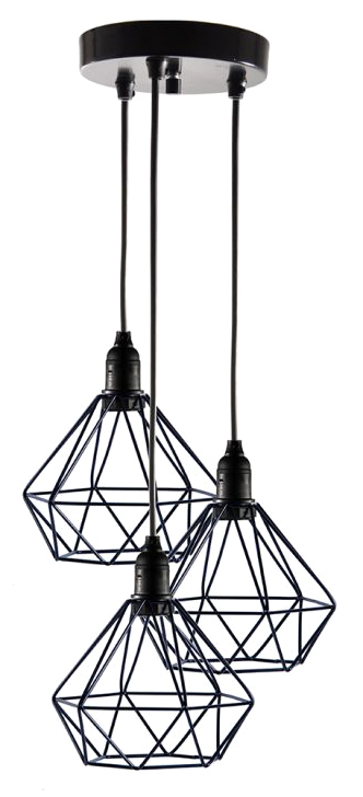 POWERTECH τρίφωτο φωτιστικό οροφής HLL-0004, E27, Φ20, μεταλλικό, μαύρο