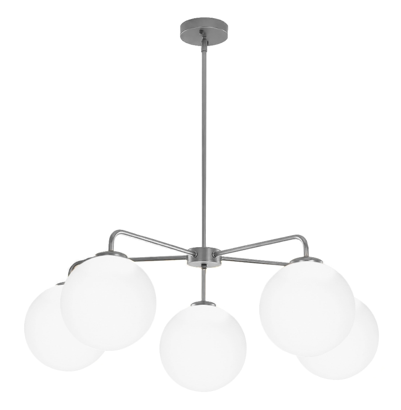 POWERTECH φωτιστικό οροφής HLL-0056, 5x E27, 80cm, μεταλλικό, ασημί